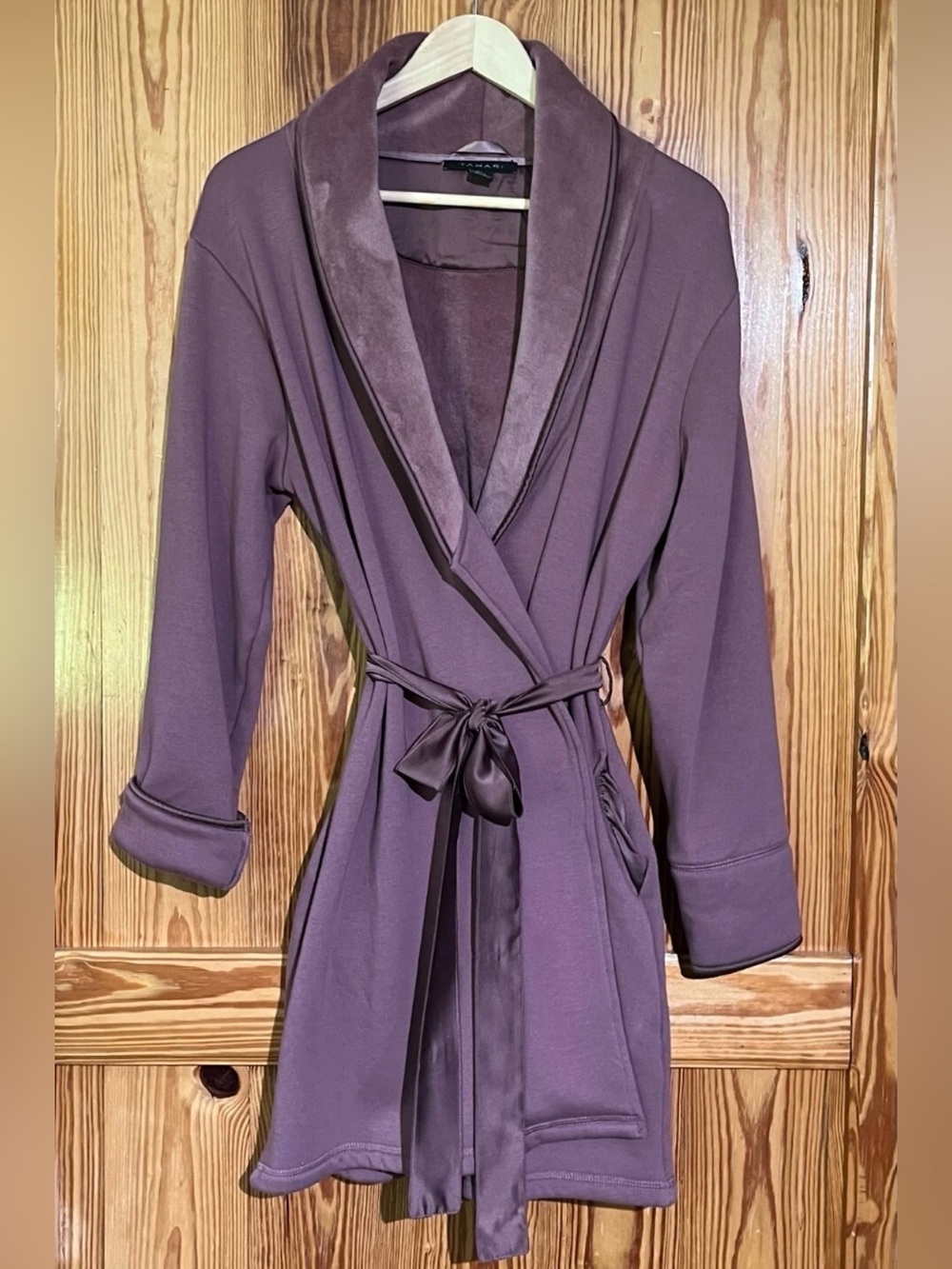Tahari Black Label Luxury Dusty Rose/Mauve Ultra Soft Sueded Belted Kimono Robe
